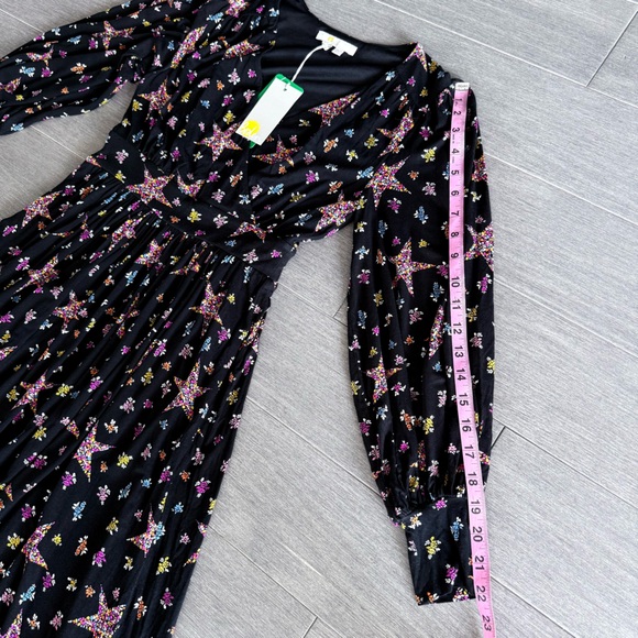 Boden Blouson Sleeve Fixed Wrap Jersey Midi Dress Black Star Floral 2 P NWT - Picture 14 of 16